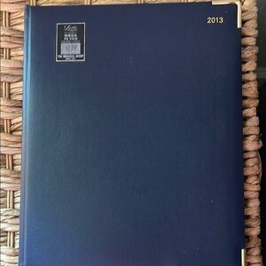 NWT Navy Leather Planner with Gold Accents